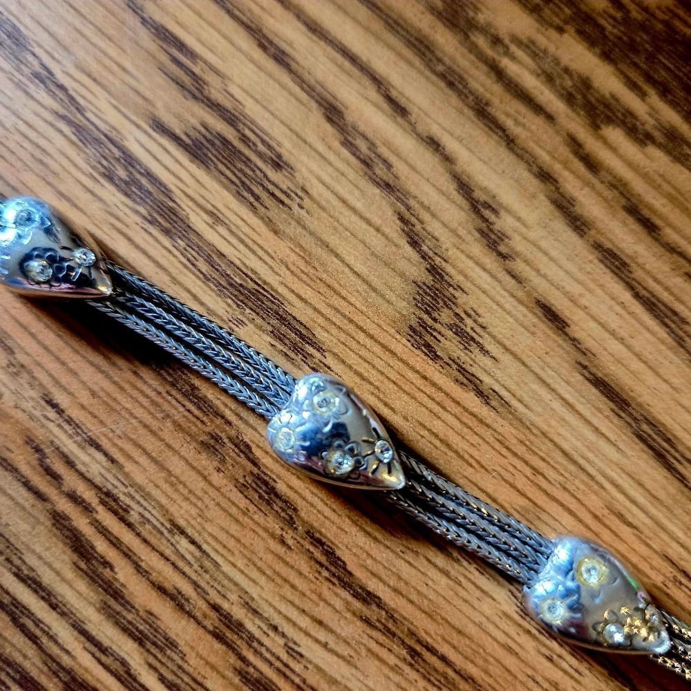 BRIGHTON "Stellar" Silver And Crystal Triple Strand Bracelet WEDDING READY! - Picture 2 of 10